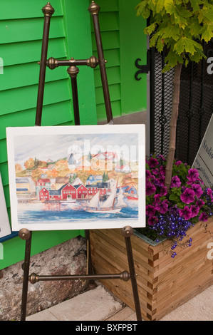 Peinture sur un stand à Lunenburg, Nouvelle-Écosse, Canada. Banque D'Images