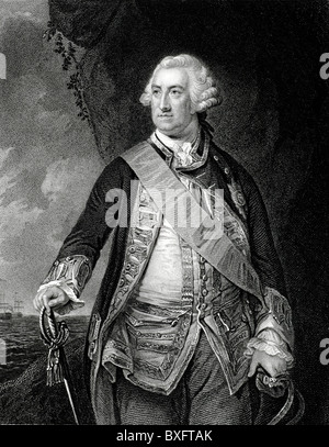 Portrait de l'amiral Edward Hawke (1705-1781), 1er baron Hawke, officier de la marine britannique ou de la marine royale, premier seigneur de l'Amirauté, Grande-Bretagne. Illustration ancienne ou gravure Banque D'Images