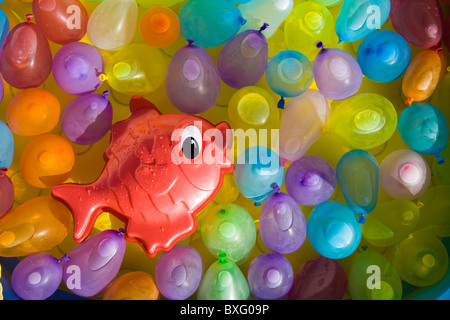 Poissons ballons colorés jouet entre Banque D'Images