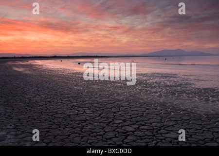 Coucher du soleil le long de la mer de Salton. Banque D'Images
