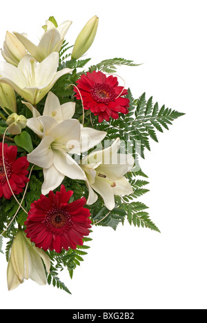 Détail de bouquet de fleurs sur fond blanc. Banque D'Images