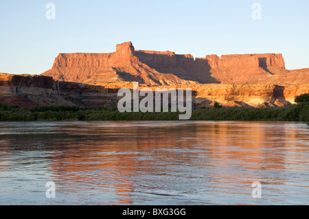Elk289-1295 de l'Utah, Canyonlands National Park, Anderson bas, Green River landscape Banque D'Images
