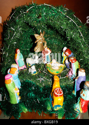 Une décoration de Noël crèche de Noël Banque D'Images