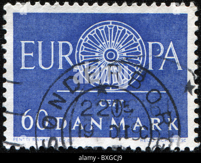 Danemark - VERS 1960 : timbre imprimé au Danemark montre Europa CEPT signe, vers 1960 Banque D'Images