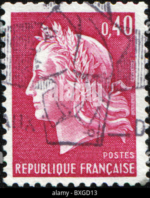 FRANCE - circa 1967 - 1971 : un timbre imprimé en France montre Marianne - un symbole national français, vers 1957 - 1971 Banque D'Images