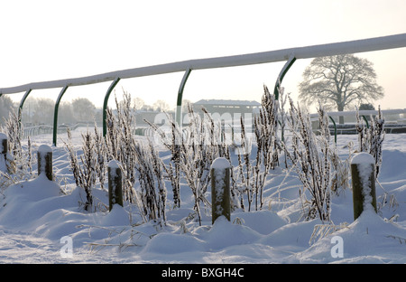 Hippodrome de Warwick en hiver avec de la neige Banque D'Images