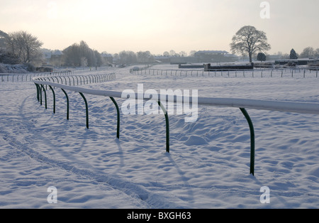 Hippodrome de Warwick en hiver avec de la neige Banque D'Images