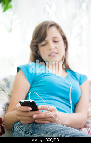 Teenage girl listening music