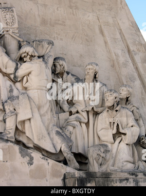 Afonso de Albuquerque, Saint François Xavier et Cristovao da Gama. Monument des Découvertes, Belém, Lisbonne, Portugal Banque D'Images
