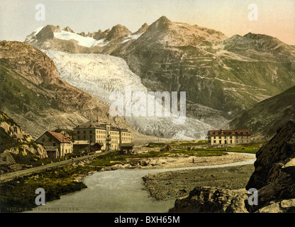 Géographie / Voyage, Suisse, glacier du Rhône, photographie en couleur, vers 1895, droits supplémentaires-Clearences-non disponible Banque D'Images