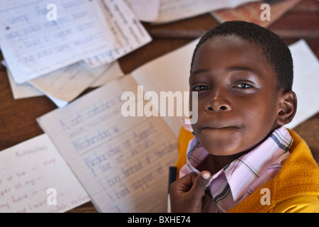 Les enfants à l'école, Chinotimba, Vicfalls, le Zimbabwe, l'Afrique. Banque D'Images