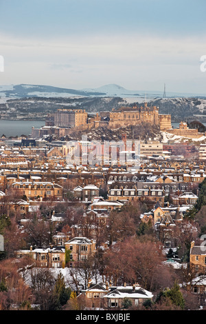 Vue sur le château d'Édimbourg vers Marchmont de Blackford Hill, Édimbourg, Écosse, Royaume-Uni Banque D'Images