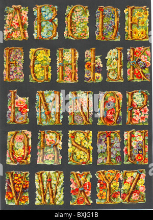 Chromolithographed die cut scraps de l'alphabet Banque D'Images