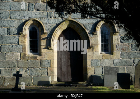 Entrée de l'église de Tanwg Harlech Gwynedd, Merionethshire, au nord du Pays de Galles UK Banque D'Images