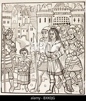 Le roi St Louis, Louis IX de France, et ses deux frères, Alphonse et Charles, sont capturés par les Sarrasins après la bataille de Fariskur Banque D'Images