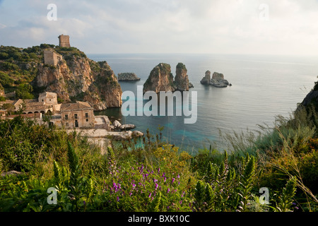 La Tonnara di Scopello [ancienne usine de transformation de thon] Accueil de l'écrivain Gavin Maxwell dans les années 50, Castellammare del Golfo Sicile Banque D'Images