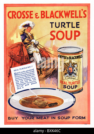 Publicité en couleur pleine page pour la soupe de tortues de Crosse et Blackwell dans le magazine féminin vers 1929 Banque D'Images