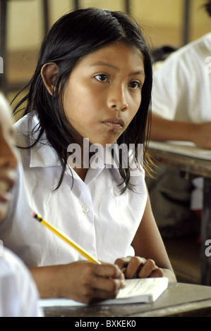 L'école en kuna Playon Chico dans les îles San Blas Panama Banque D'Images