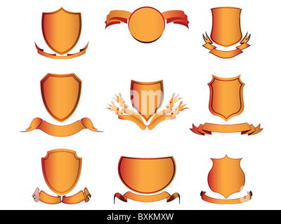 Shields et rubans Banque D'Images