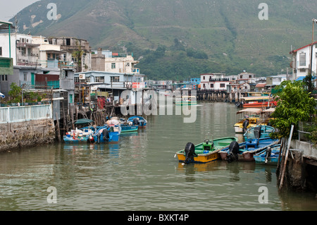 River à Tai O village, Lantau Island, Hong Kong, Chine Banque D'Images