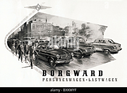 Transport / transport, voiture, variantes de véhicule, Borgward, voitures de tourisme, camions, publicité, 1955, droits additionnels-Clearences-non disponible Banque D'Images