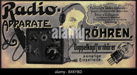 Diffusion, radio, publicité pour radio set, tubes et écouteurs de TeKade AG, Allemagne, 1923, droits additionnels-Clearences-non disponible Banque D'Images