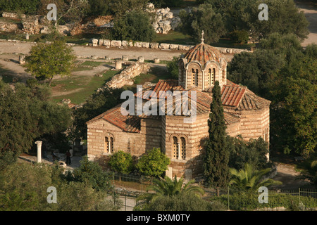 Église Byzantine les saints Apôtres de Solakis dans l'Agora antique d'Athènes en Grèce. Banque D'Images