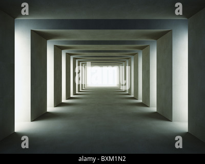 Image 3d du tunnel noir avec feux latéraux Banque D'Images