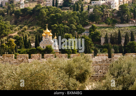 Israël, Jérusalem. Fédération de Gethsémané couvent sur Mt. Les olives (église orthodoxe). Banque D'Images