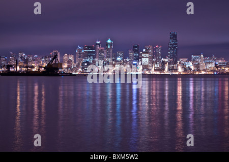 Seattle Skyline at Night Banque D'Images