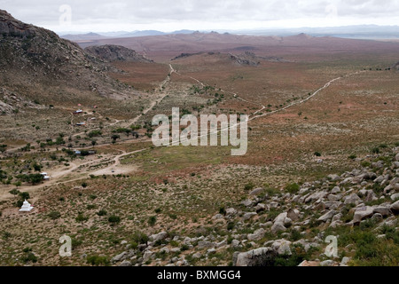 Vue du monastère Erdene Khombo Khongo Khan Uul, réserve naturelle, peu de Gobi, Mongolie : Banque D'Images