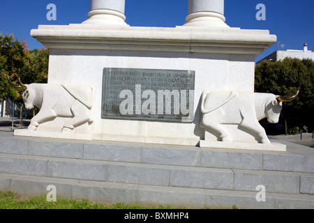 Détail d'Hercules Monument, Écija, Andalousie, Espagne, Europe, européen, statue, Andalousie, Andalousie, plaque, Banque D'Images