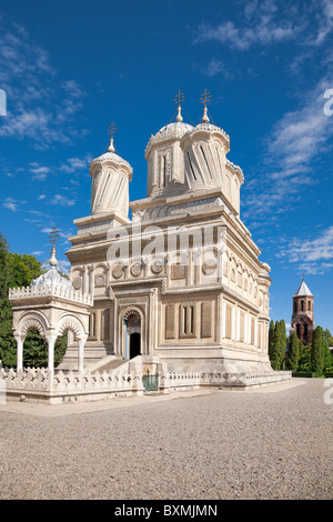 Vue avant de l'Arges Monastère de Curtea de Arges, Roumanie. Banque D'Images