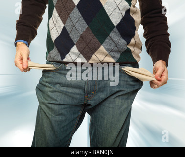 Man show sa poche vide Banque D'Images