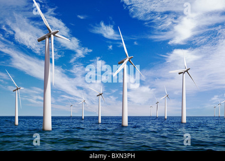 Parc éolien offshore, au Royaume-Uni. Banque D'Images