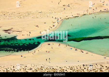 Balos (Gramvousa) plage sur la côte de l'île de Crète norhwest, dans la préfecture de Chania, Grèce. Banque D'Images