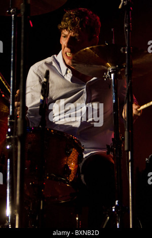 American Blues et Rock Band The Black Keys composé du chanteur et guitariste Dan Auerbach et le batteur Patrick Carney, producteur Banque D'Images