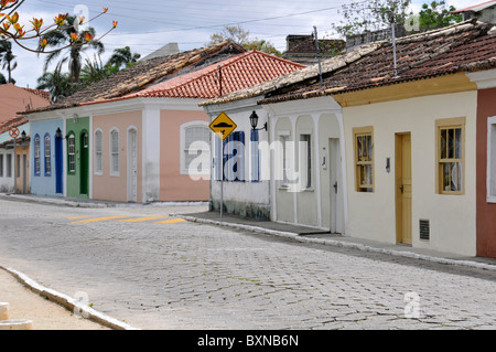 Rue et maisons à Ribeirao da Ilha, Florianopolis, Santa Catarina, Brésil Banque D'Images