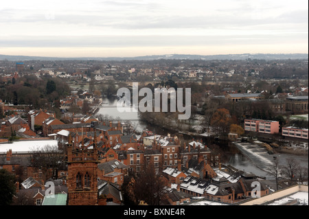 Vue à partir de la roue de Chester en direction de la rivière Dee Banque D'Images