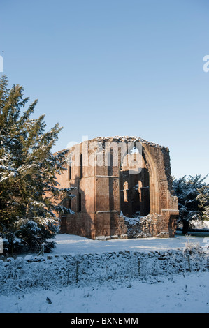 Lilleshall Abbaye, Shropshire dans un paysage hivernal. Banque D'Images