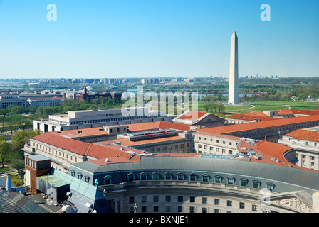 Washington DC vue aérienne avec le Washington monument et l'architecture historique. Banque D'Images