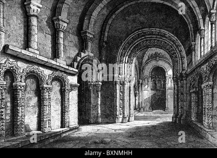 12e siècle, la Chapelle de Cormac, Abbaye de Cashel, comté de Tipperary, Irlande après une gravure de William Henry Bartlett ; Banque D'Images