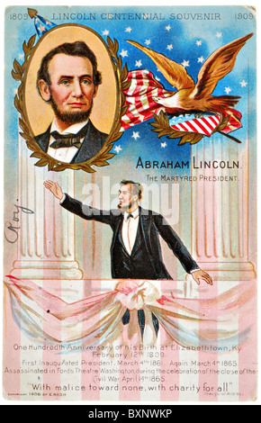 Vintage postcard honorant martyrisés nous président Abraham Lincoln -- VÉRIFIÉE DANS LE DOMAINE PUBLIC Banque D'Images