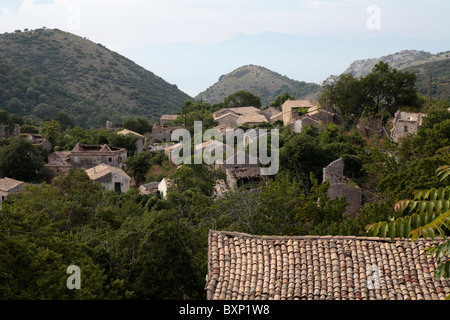 Vieille Perithia Corfu village abandonné la Grèce Banque D'Images