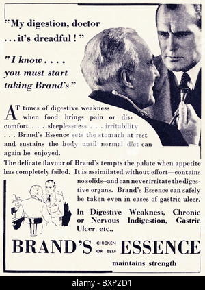 La publicité utilisée vers 1937 pour la marque Essence de boeuf ou de poulet Banque D'Images