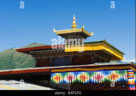 Temple Building, Gangtey Gompa, Monastère de la vallée de Phobjikha, Bhoutan, Asie Banque D'Images