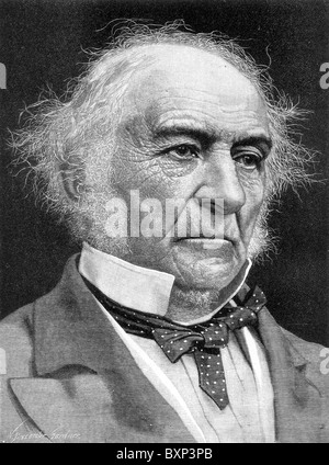 Portrait de William Ewart Gladstone, premier ministre britannique et homme politique libéral ; noir et blanc Illustration ; Banque D'Images