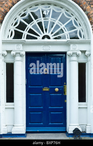 L'architecture géorgienne porte avant et porte dans Merrion Square, le centre-ville de Dublin, Irlande Banque D'Images