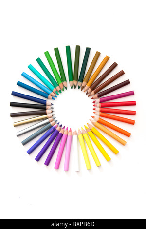 Ensemble de crayons formant une roue des couleurs Banque D'Images