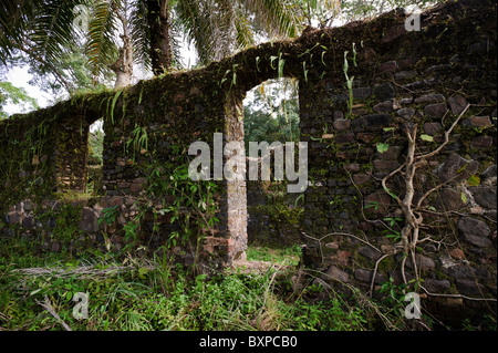 Les murs en ruine à l'île de Bunce, en Sierra Leone. Banque D'Images